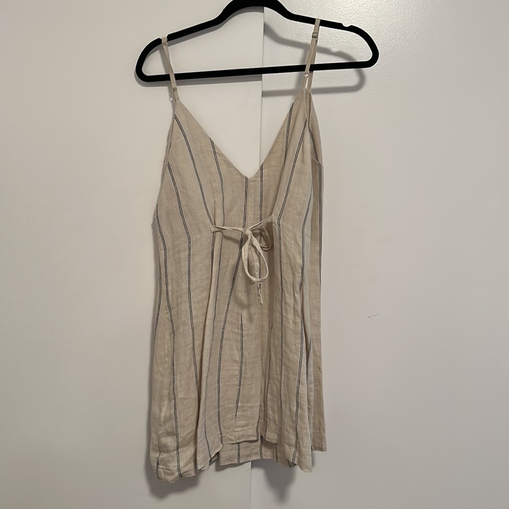 Reformation Cream Striped Mini Dress with Side Wood Buttons - Picture 3 of 4